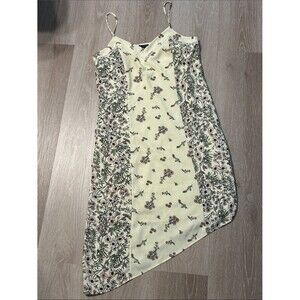Kaari Blue Petitie Floral Pale Yellow Asymmetric Slip Dress size PP